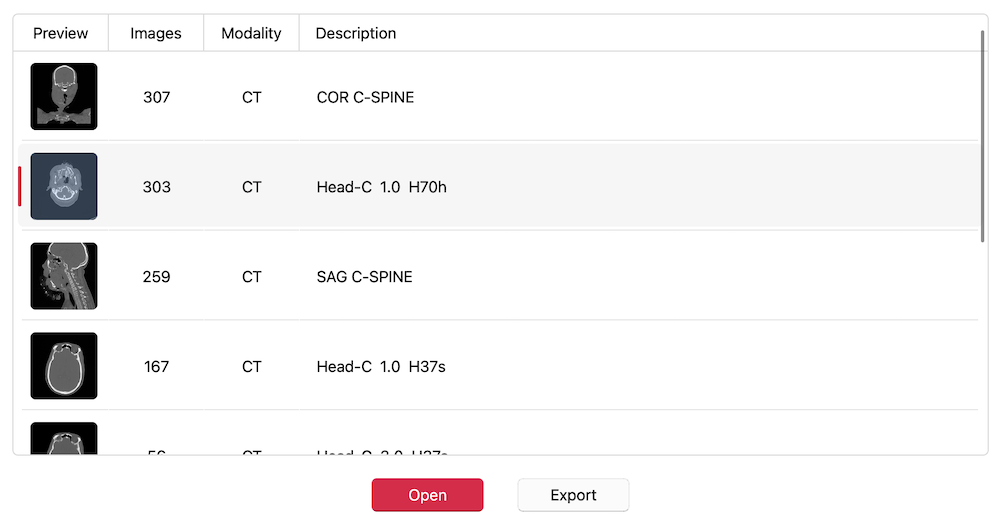 Series Selected for Export