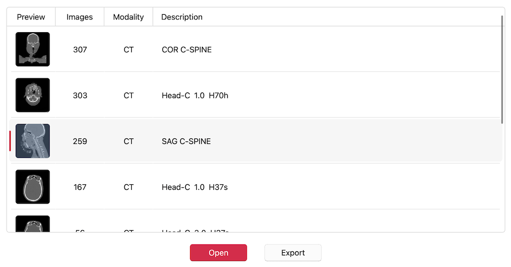 Series Selected for Export