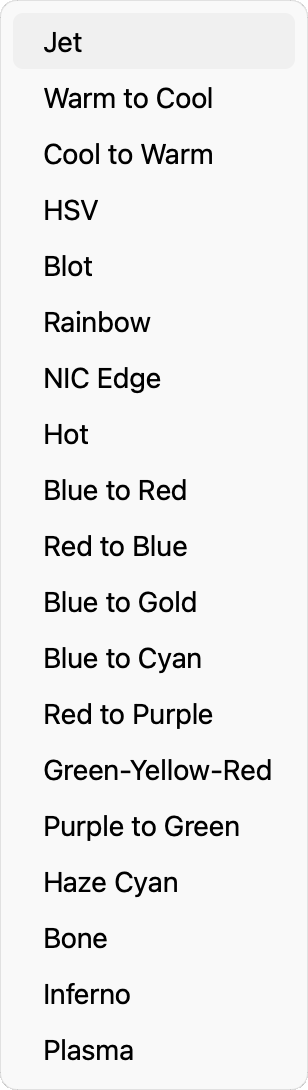 Menu - Colormaps