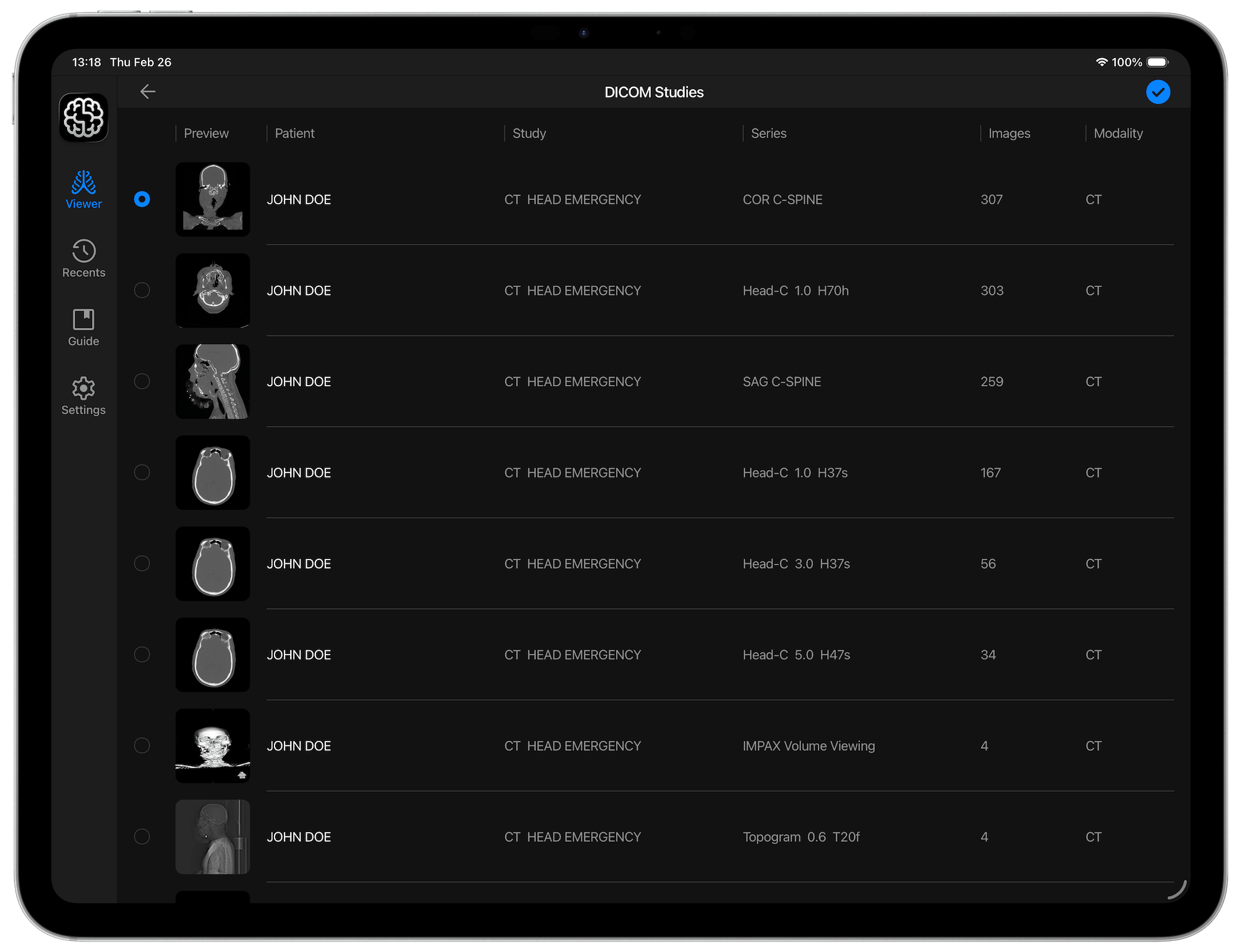 Select DICOM Folder (Landscape View)