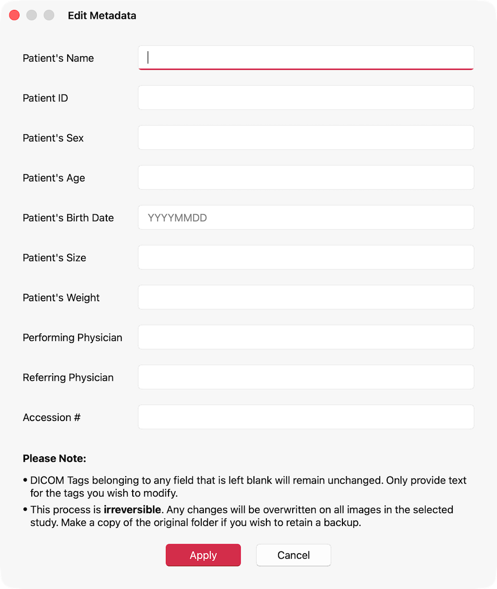 Edit Metadata Dialog